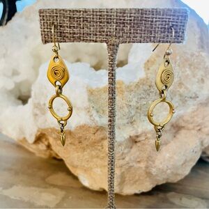 Gold Spiral Drop Earrings